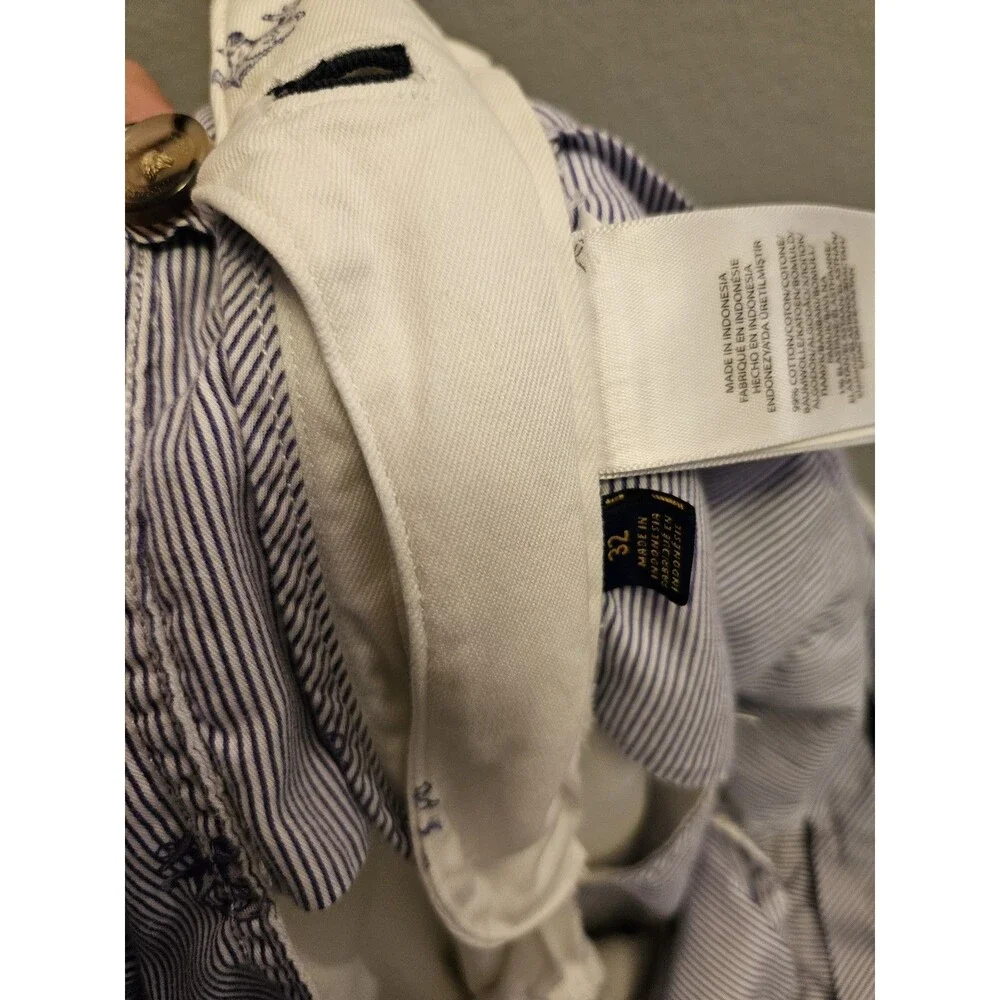 Polo Ralph Lauren White All Over Print Anchor and Dog Chino Shorts Men's 32